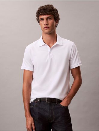Calvin Klein Jeans Calvin Klein Mens Smooth Cotton Blend Monogram Polo Shirt - White - S