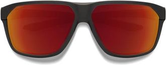 Smith Leadout Pivlock 63mm ChromaPop Oversize Wraparound Sunglasses in Matte Black /Chromapop Red at Nordstrom