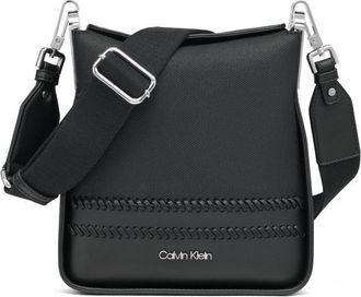 Calvin Klein Women Fay North/South Small Crossbody, Black Linen, One Size