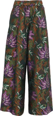 Dries Van Noten Printed Wide Leg Trousers in Multicolor Acetate