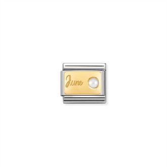 Nomination Unisex Birth Stones Links Bracelet In June White Pearl