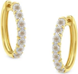House of Brilliance 10KT Two-Toned Gold Diamond Hoop Earring in Yellow at Nordstrom