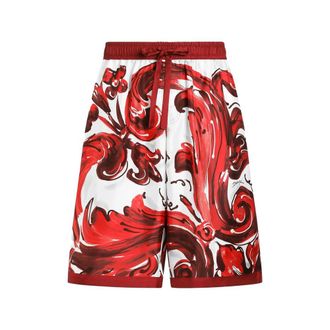 Dolce & Gabbana Vanity Bermuda Shorts In Majolica-print Silk Twill