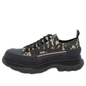 Alexander McQueen Graffiti Tread Slick Lace-up Sneakers Beige Green Black 705668W4TG59787