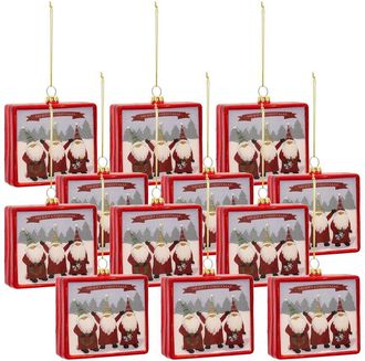 Melrose International Set Of 12 Gnome Merry Christmas Ornament