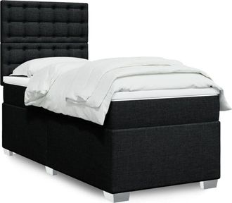 vidaXL Cama Box Spring Con Colch&oacute;n Tela Negro 100x200 Cm Vidaxl