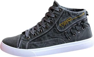 Generic Mens High Top Canvas Trainers, High Top Canvas Sneakers for Men Casual Summer Lace Up Trainers with Flat Sole Lightweight Running Sneakers Classic Cas