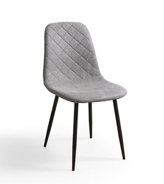 Home Heavenly Pack 4 sillas tapizadas en tela gris partas color roble