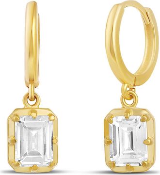 SHYMI Emerald Cut Huggie Drop Earrings in Gold at Nordstrom