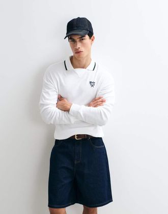 Polo Ralph Lauren Felpa comoda a maniche lunghe bianca in maglia-Bianco