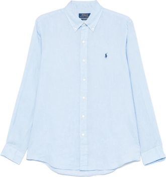Polo Ralph Lauren Heldere Blauwe Linnen Overhemd - Heren - Zakelijke Overhemden - Blauw - XL - Linnen - Overhemden