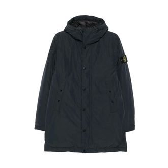 Stone Island Micro Reps Parka met capuchon - Heren - Mantels - Blauw - Maat: XL Zijde