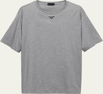 Prada Mens Jersey Triangle Logo T-Shirt
