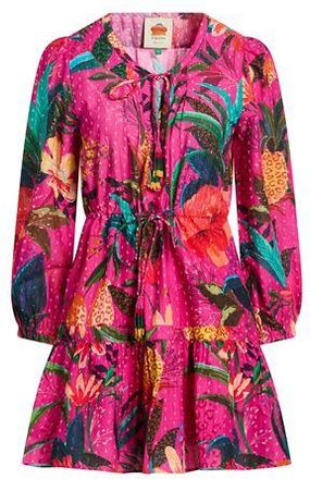 Farm Rio LEOPARD FLOWERS PINK MINI DRESS