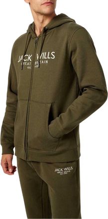 Jack Wills Heren Pinebrook hoodie met print en doorlopende ritssluiting (Blad)