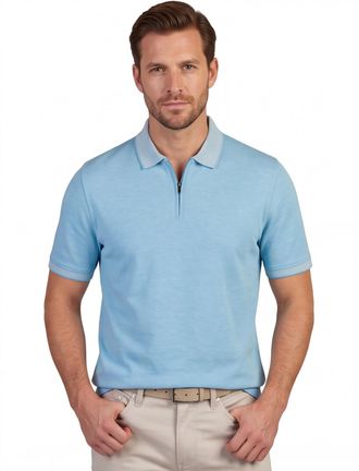 Bugatti Poloshirt Bugatti blauw met rits wijde fit