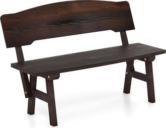 Costway Costway - Banco Jardin Exterior De 2 Plazas, Banco Madera Abeto Con Respaldo Inclinado, Banco Jardin Patio Terraza Porche, Carga 325 Kg, 120 X 51 X 78