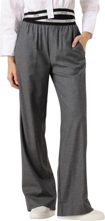 Co'Couture Pleat Logo Lange Broek - Dames - Wijde Broeken - Grijs - XL - Polyester - Broeken