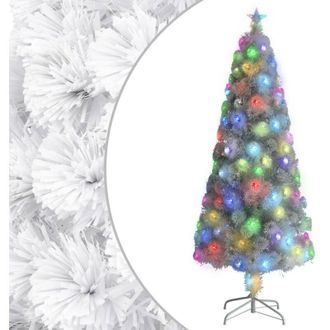 vidaXL Vidaxl - Rbol De Navidad Artificial Con Luces Fibra &Oacute;ptica Blanco 210cm