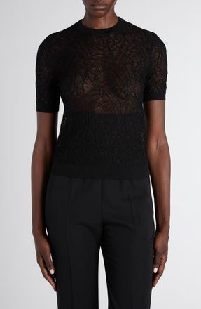 Alexander McQueen Spider Lace Cotton & Silk Jacquard Sweater in Black at Nordstrom, Size 10 Us