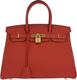 Herm&egrave;s Birkin Red Togo With Gold Hardware Red Leather Handbag (Pre-Owned)