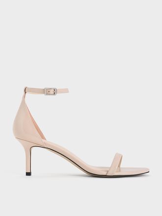 Charles & Keith Patent Stiletto-Heel Ankle-Strap Sandals