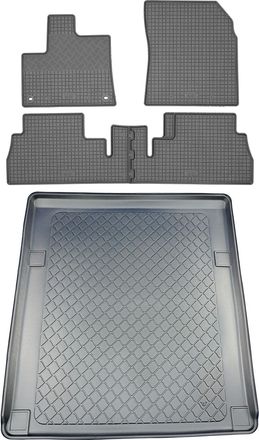 OEM Peugeot Rifter Long Van (5 Puertas) A Partir De Junio De 2018: Juego De Alfombrillas De Goma Para Coche + Alfombrilla Para Maletero