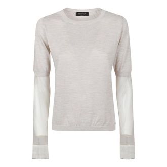 Fabiana Filippi Cach&agrave; Sweater - Dames - Ronde hals truien - Beige - 2XS - Leer - Truien & Vesten