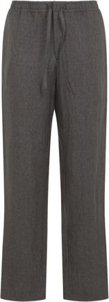 Canali Wide Trousers, male, Brown, Size: M Drawstring Linen Pants