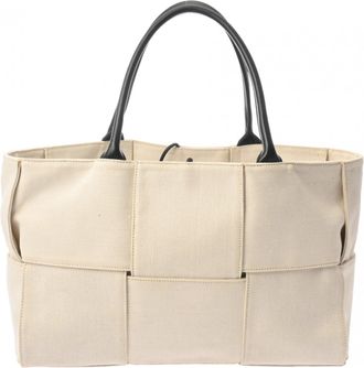 Bottega Veneta Ivory Canvas Tote Bag (Pre-Owned)