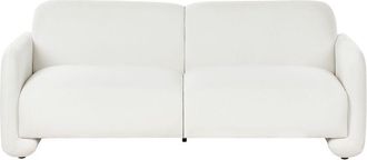 Beliani Sof&aacute; 3 Plazas De Tela Tapicer&iacute;a De Poli&eacute;ster Amplio Respaldo Con Reposabrazos Muebles De Sala De Estar Retro Blanco Saland