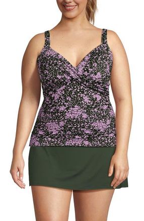 Lands End Plus Size Sweetheart Wrap Underwire Tankini Top in Orchid Meadow Ditsy Floral at Nordstrom, Size 16W