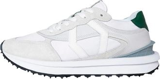 Mikakus Barcelona Witte Groene Sneakers 018 Garden - unisex - Sneakers - Grijs - 37 EU - Leer - Schoenen