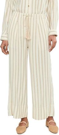 Liverpool L.A. Mid-Rise Pull-on Wide Leg Crop Trouser 26 Inseam Womens Clothing Cream/Tan Regency Stripe : SM 26