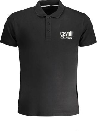 Cavalli Zwart Katoenen Poloshirt met Bedrukt Logo - Heren - Polos - Zwart - XL - Katoen - Tops