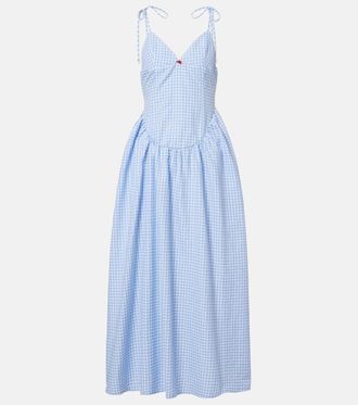 Bananhot Vestido largo Paloma de popel&iacute;n de algod&oacute;n a cuadros vichy