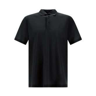 Herno Polo Shirts, male, Black, Size: XS Polo Shirt in Crepe Jersey