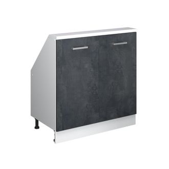 Vicco Armario De Cocina Para Techo Inclinado R-line, Hormig&oacute;n Negro/blanco, 80 Cm Con 2 Puertas, Vicco