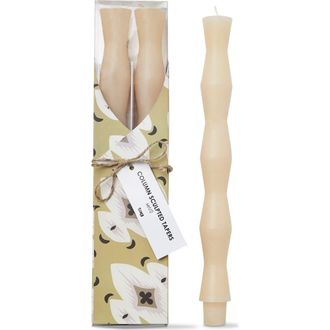 Tag Ivory Column Sculpted Taper Candles - 11 Hour Burn Time in Beige at Nordstrom