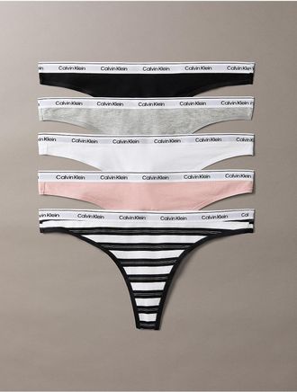 Calvin Klein Womens Icon Logo 5-Pack Thong - Multi - XL