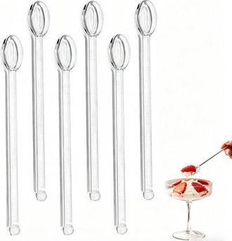 OEM Juego 6 Cucharillas T&eacute; Cristal, Multifuncionales, 14,8 Cm, Bebidas Postres Transparentes, Multifuncionales, 14,8 Cm, 6 Piezas, Transparentes