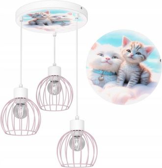 OEM L&aacute;mpara De Techo Infantil Colgante Gatos Led L&aacute;mpara Polaca E27 L&aacute;mpara Polaca