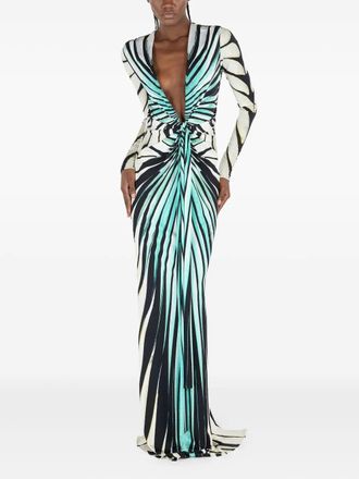 Roberto Cavalli Abito da sera con stampa - Blu