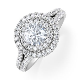 The Diamond Store Camilla GIA Diamond Halo Engagement Ring in Platinum 1.65ct G/SI2