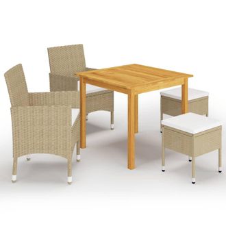 vidaXL Juego De Comedor De Jard&iacute;n De 5 Piezas Beige Vidaxl