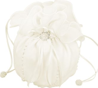 Flora Chiffon Bridal Dolly Bag/Bridesmaid Handbag,beads (IVORY)