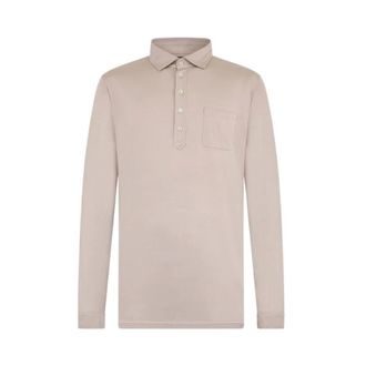 Moorer Polo Shirts, male, Beige, Size: 2XL Pierre Long Sleeve Polo