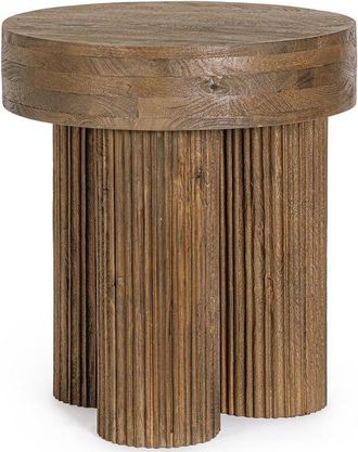BIZZOTTO Massiver, runder Design Beistelltisch Dacca Braun &oslash; 45/ 50 cm