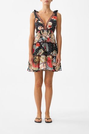 Camilla Tiered Short Dress With Shoulder Ties in Daughters Of Duende at Nordstrom, Size Xx-Small Au