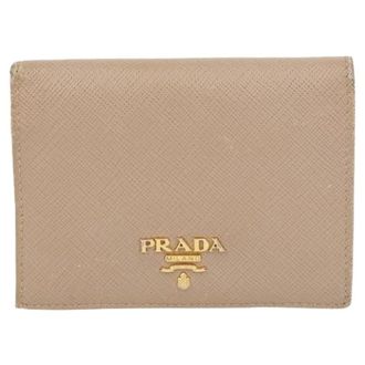 Prada Pre-owned Wallets, female, Beige, Size: ONE SIZE Pre-owned Metal Logo Wallet